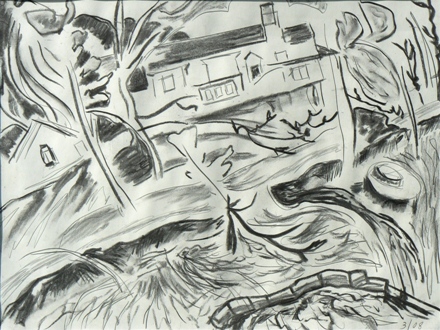 Scene By House 18 x 24 Graphite