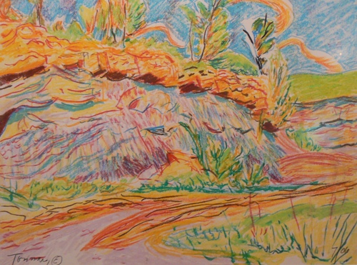 The Quarry by Joe Tonnar Oil pastel in frame