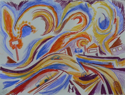 Saturday Night by Joe Tonnar_18x24_Oil Pastel On Paper