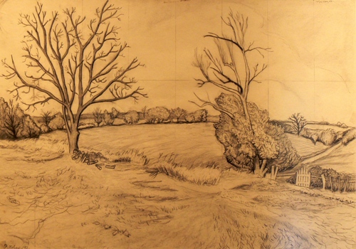 October Landscape by Joe Tonnar Graphite