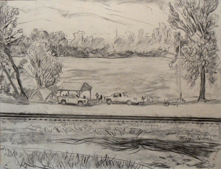 River Scene 18 x 24 Graphite