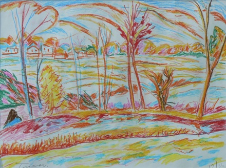 Snowscape 18 x24 Oil pastel