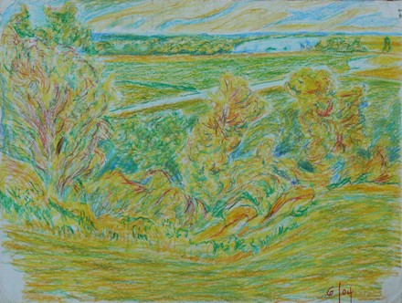 Trees Overlooking The River by Joe Tonnnar