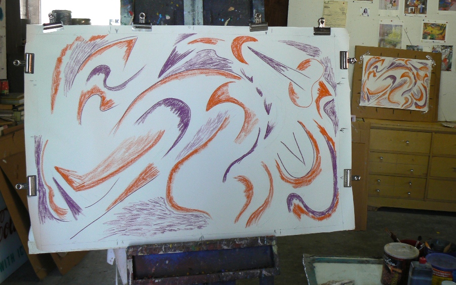 enlarging design free-hand onto larger Strathmore sheet