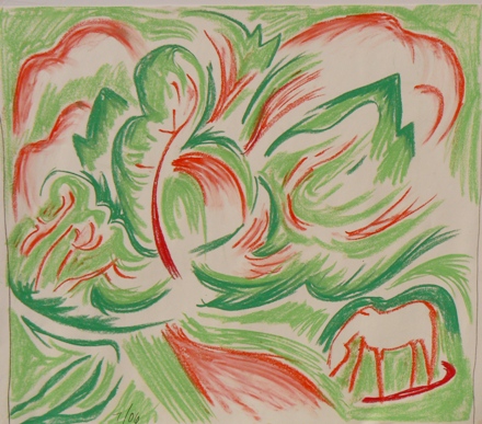 Trees And Horse by Joe Tonnar_18x20_Soft Pastel On Paper